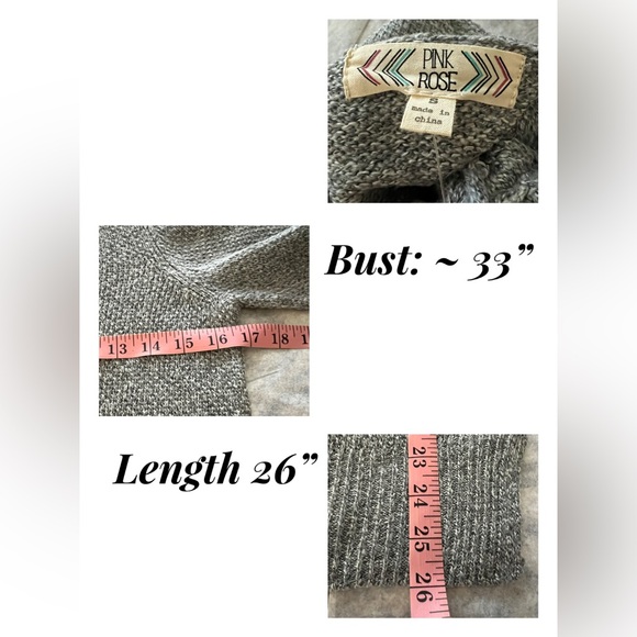 B7 NWT Pink Rose Sweater in MEDIUM Heather & Grey Marled Size S - Picture 4 of 7